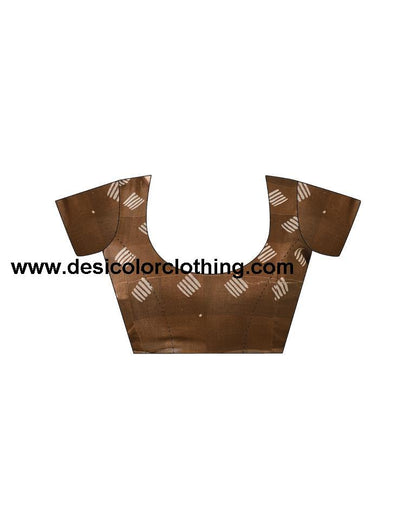 Brown Printed Cotton Saree