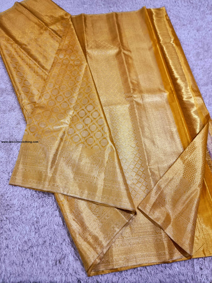 Kanchipuram 100% Pure Handwoven 1G Gold Tissue Bridal Silk Saree