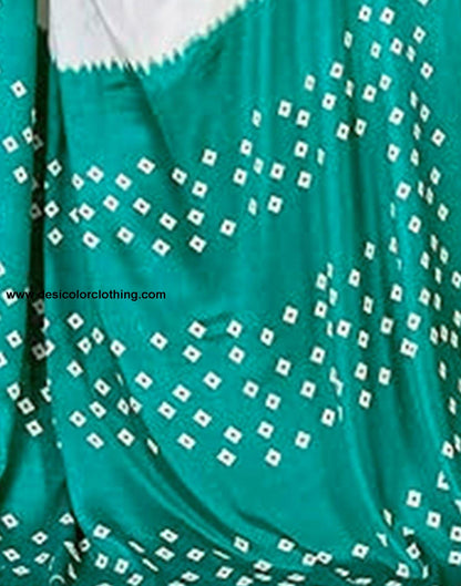 Rama Green Printed Chiffon Saree