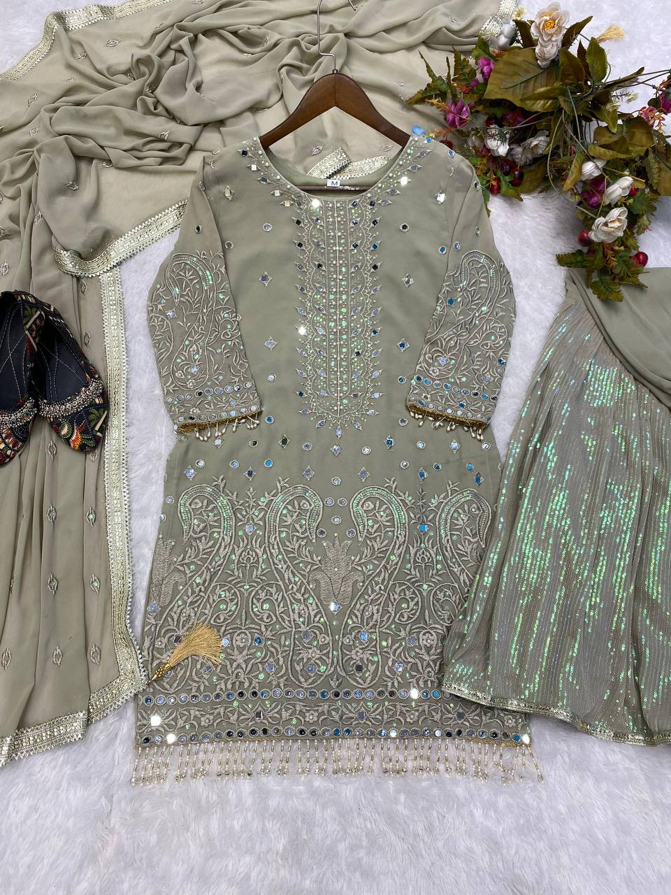 Product Image - Exclusive Designer Georgette Suit with Sequins