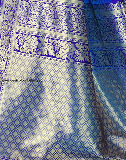 Royal Blue Jacquard Silk Saree