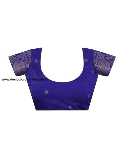 Blue Banarasi Silk Woven Saree