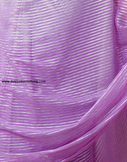 Purple Plain Georgette Pre-Draped Saree