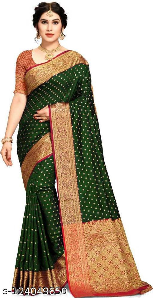 Product Image - Elegant Green Banarasi Silk Saree - 2