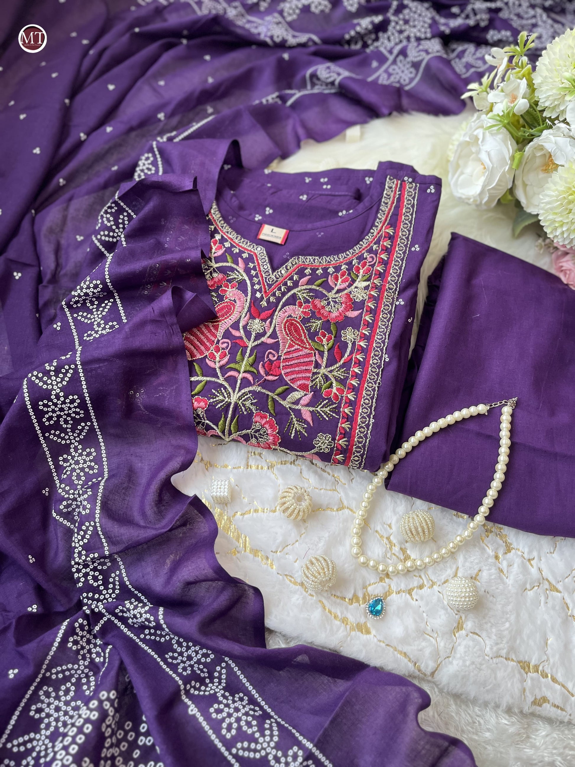 Product Image - Pure Cotton Hand Embroidery Work Suit Set