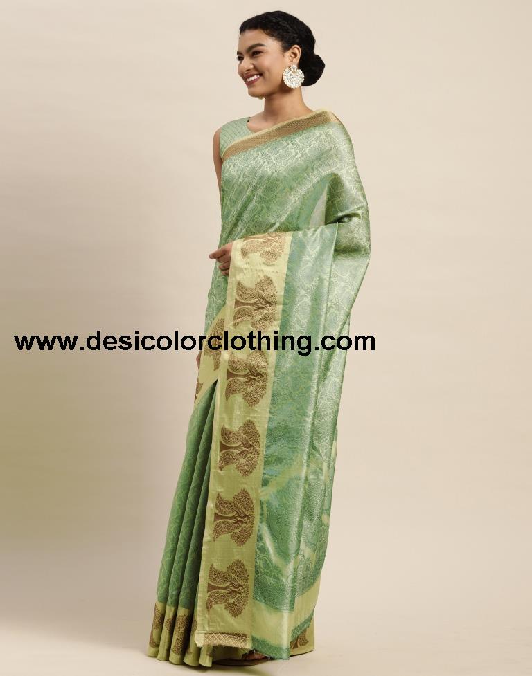 Pista Green Organza Saree