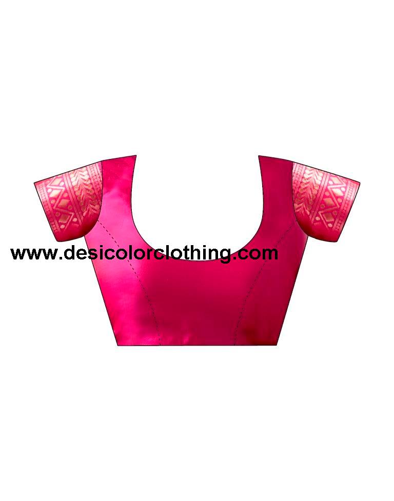 Rani Pink Silk Plain Saree