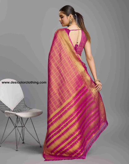 Pink Silk Plain Saree