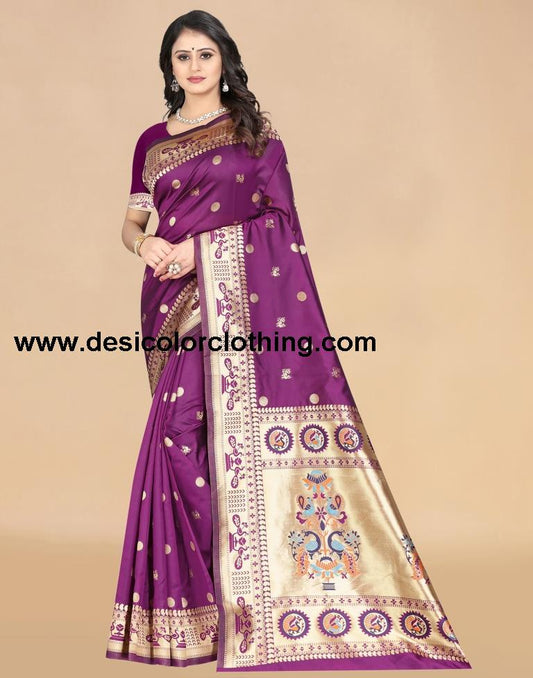 Purple Paithani Silk Saree