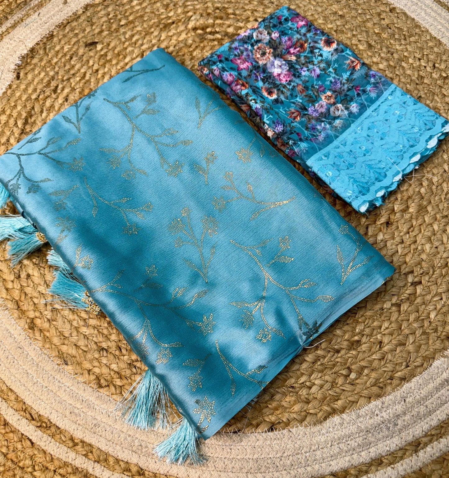 Product Image - Designer Georgette Saree with Foil Work | Ethnic Festive Wear