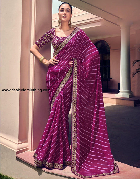 Purple Georgette Saree
