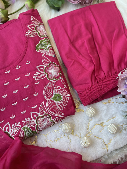 Product Image - Designer Cotton Anarkali Suit Set with Embroidered Dupatta - Festive & Wedding Wear