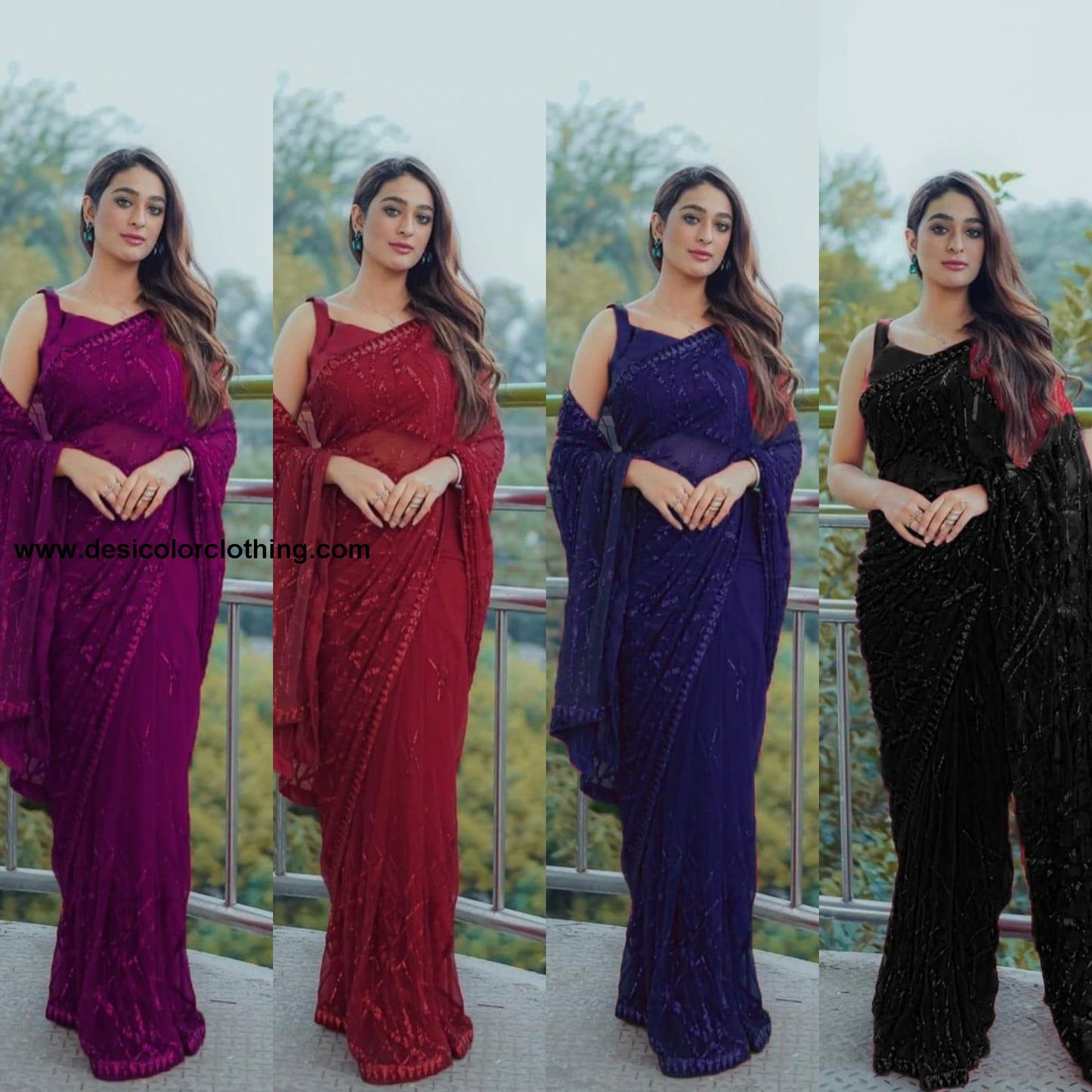 Super Hit Bollywood Blockbuster Sequins Design Georgette Saree