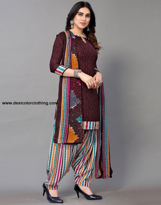 Printed Polyester Unstitched Salwar Suit Material