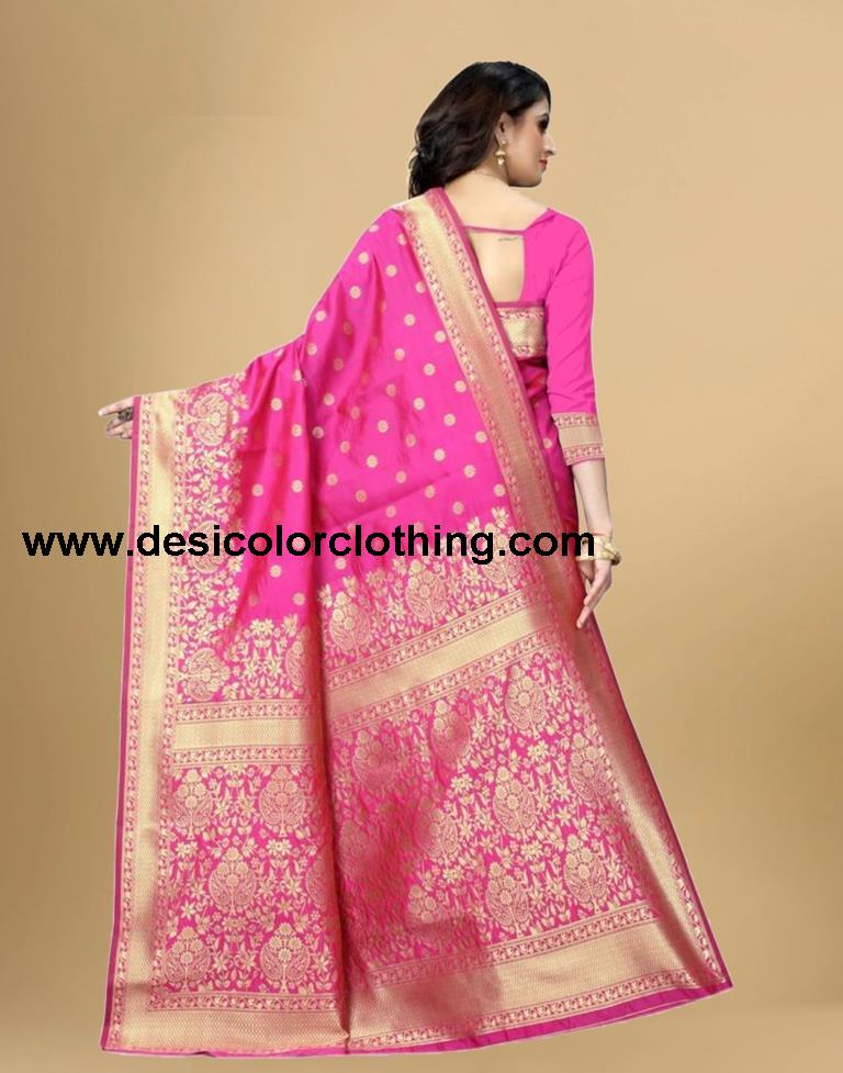Rani Pink Jacquard Banarasi Silk Saree