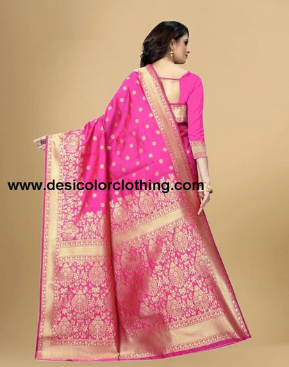 Rani Pink Jacquard Banarasi Silk Saree