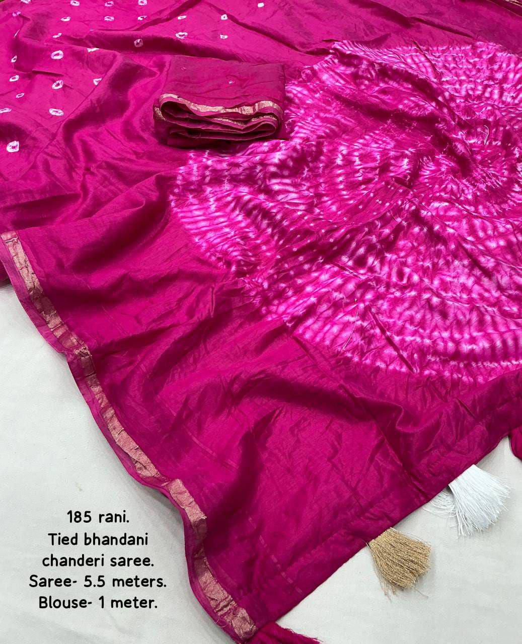 Product Image - Exquisite Pure Chanderi Hand Tie-Dye Bandhani Saree