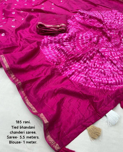 Product Image - Exquisite Pure Chanderi Hand Tie-Dye Bandhani Saree
