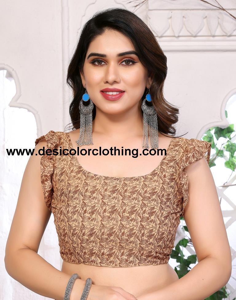 Brown Georgette Floral Printed Saree