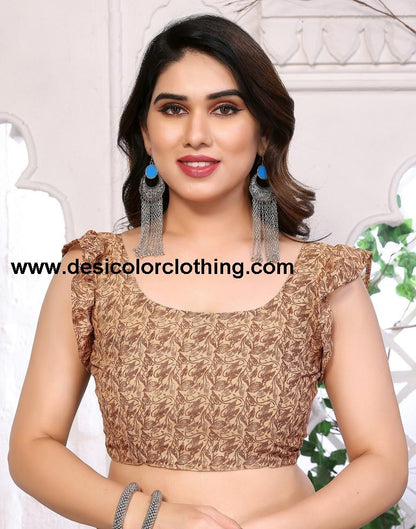 Brown Georgette Floral Printed Saree