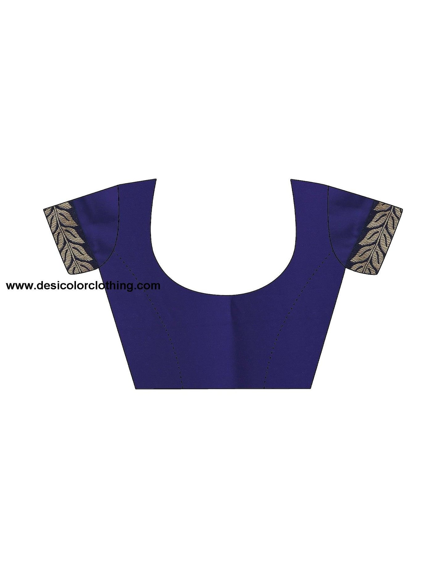 Navy Blue Bhagalpuri Silk Blouse & Georgette Saree with Lace and Tassels