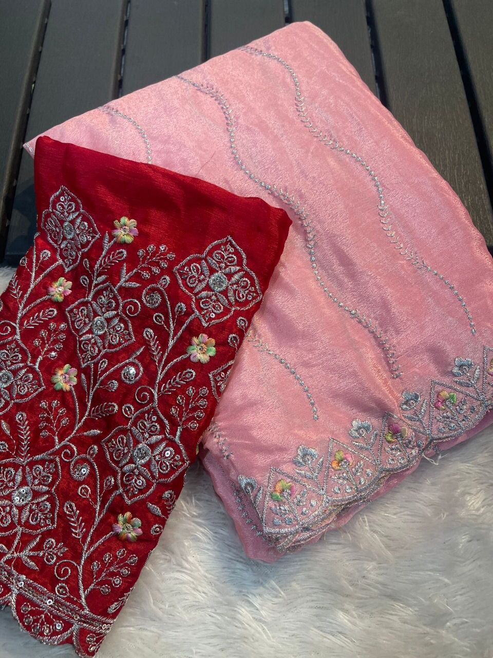 Product Image - Designer Georgette & Banarasi Silk Saree for Weddings & Festive Wear