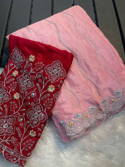Product Image - Designer Georgette & Banarasi Silk Saree for Weddings & Festive Wear