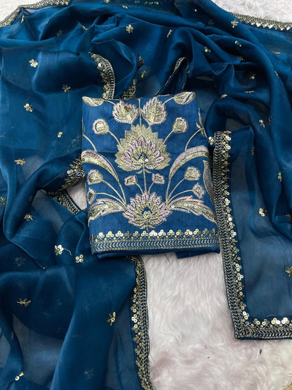 Product Image - Elegant Zimmy Choo Satin Saree with Sequence Embroidery