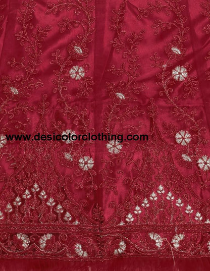 Outstanding Red Coloured Net Emroidered Laced Casual Wear Lehenga | SLV113L10319