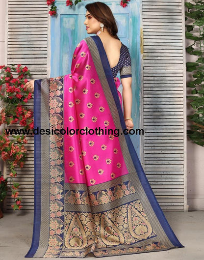 Pink Silk Printed Saree
