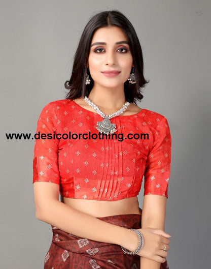 Brown Cotton Saree