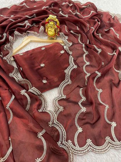 Product Image - KK Creation Designer Party Wear Saree | Georgette Fabric, Embroidery Work