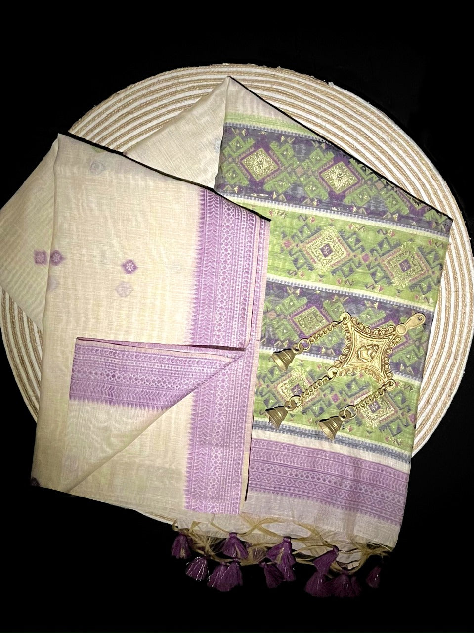 Product Image - Designer Muga Silk Saree with Contrast Weaving Border – Festive Wear
