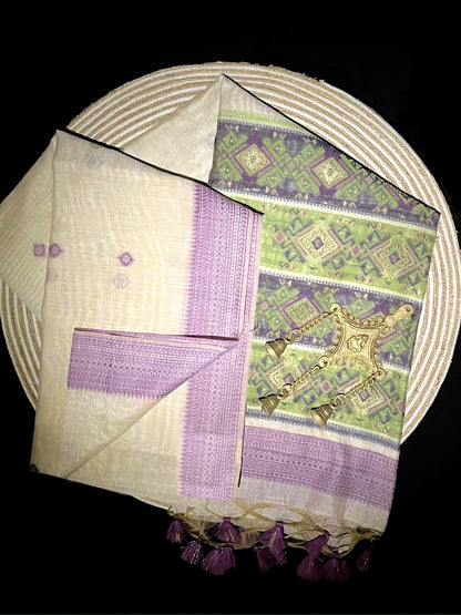 Product Image - Designer Muga Silk Saree with Contrast Weaving Border – Festive Wear