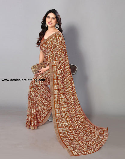 Rust Printed Saree