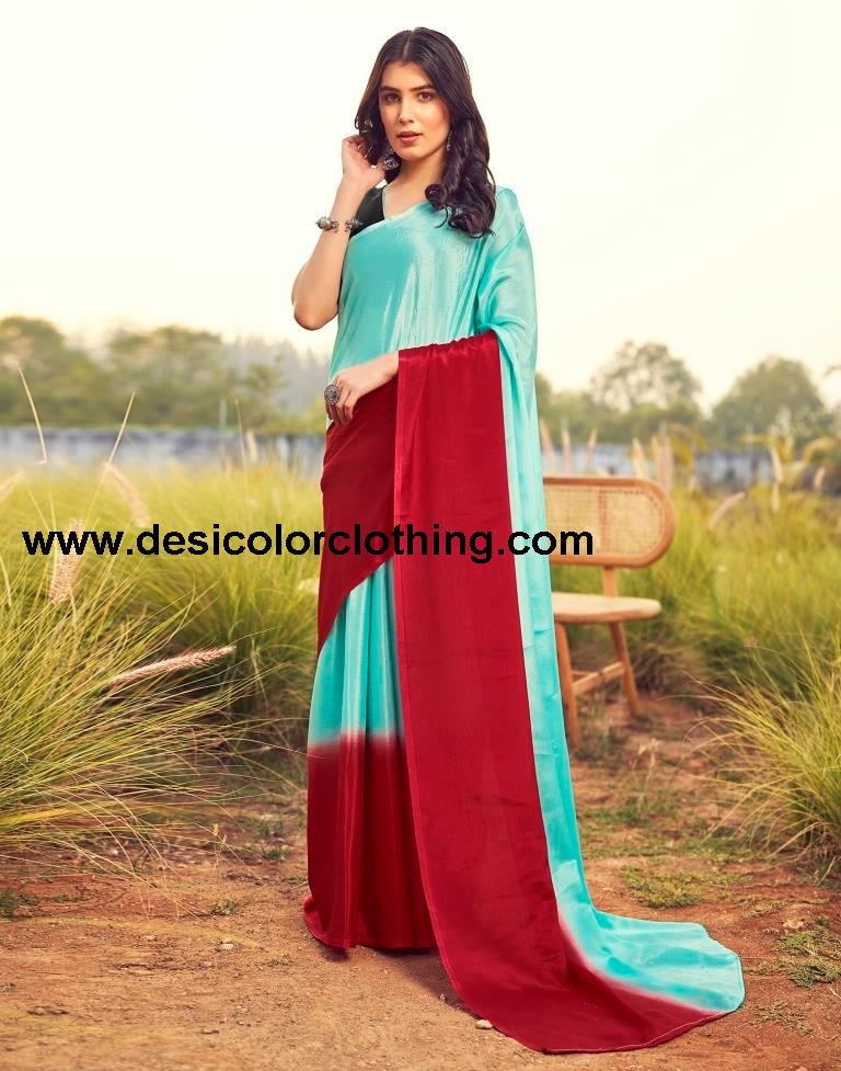 TurquoiseWeaving Chiffon Plain Ready To Wear