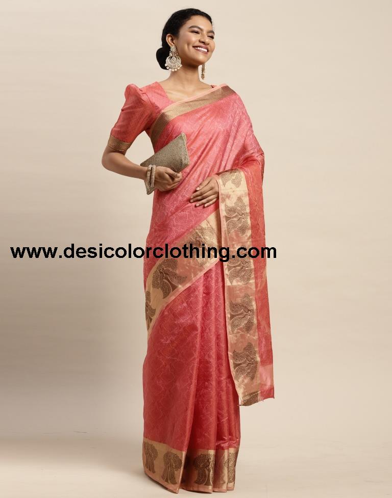 Rose Pink Organza Saree