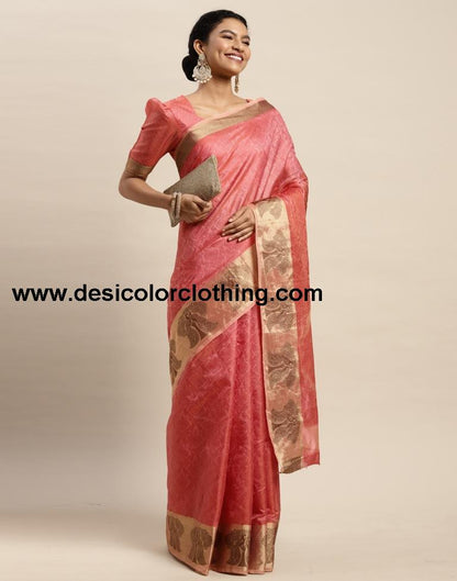 Rose Pink Organza Saree