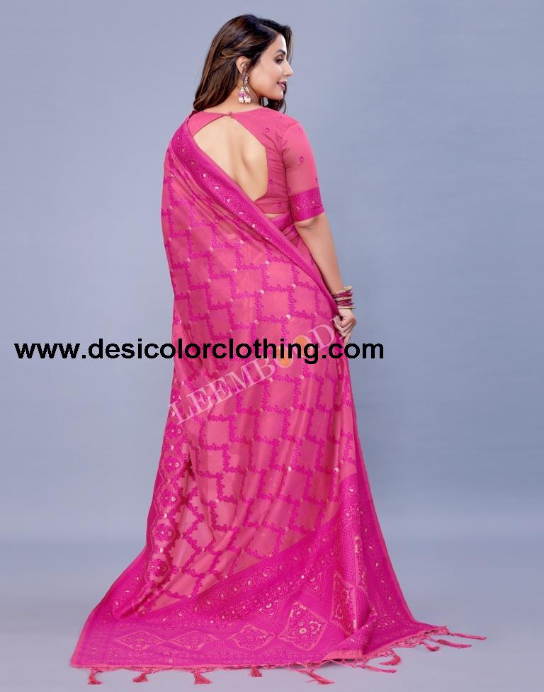 Pink Cotton Saree