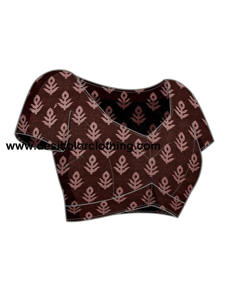Brown Chiffon Printed Saree
