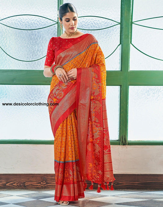 Turmeric Silk Printed Saree