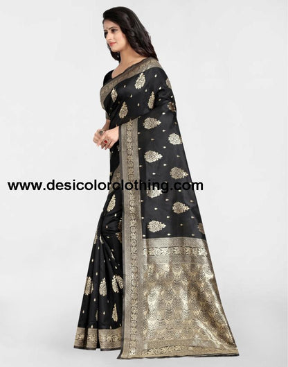 Black Jacquard Banarasi Silk Saree