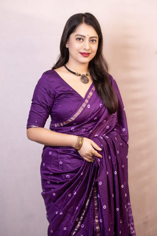 Product Image - Exquisite Pure Chanderi Hand Tie-Dye Bandhani Saree