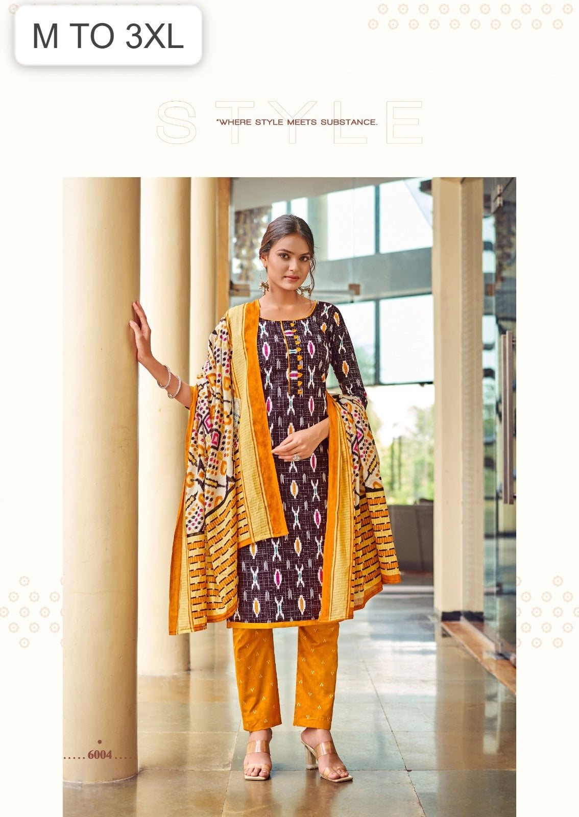 Product Image - Elegant Ikkat Readymade Cotton Kurti Pant with Dupatta