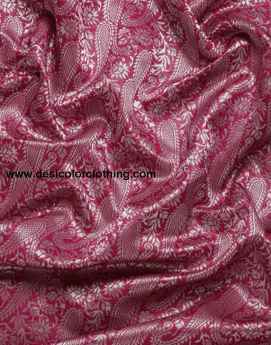 Cherry Red Banarasi Silk Saree