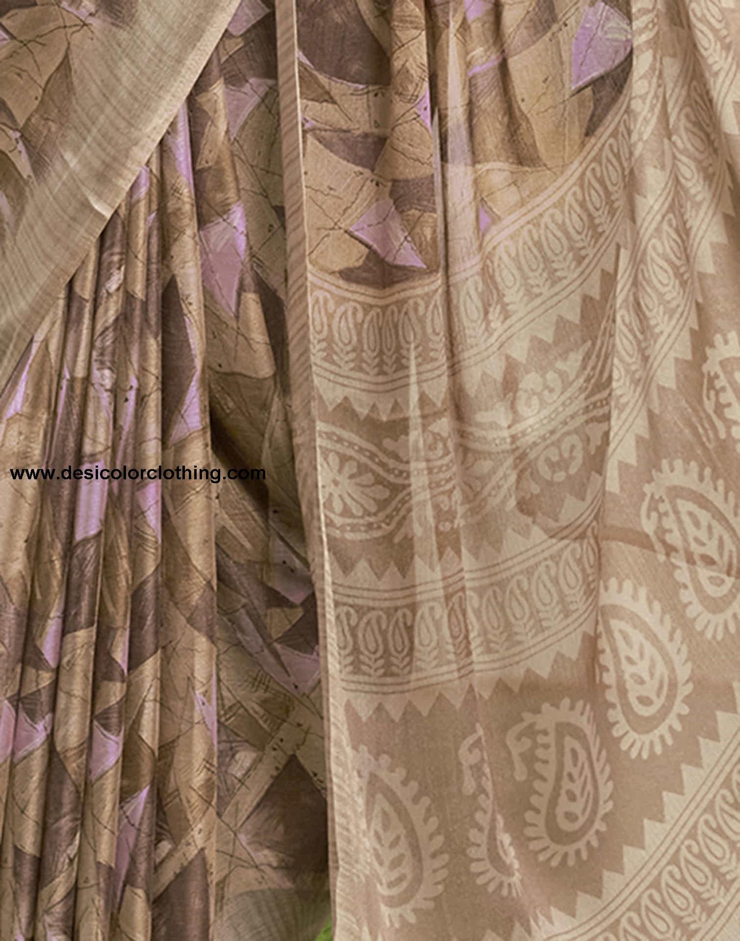 Beige Chiffon Printed Saree