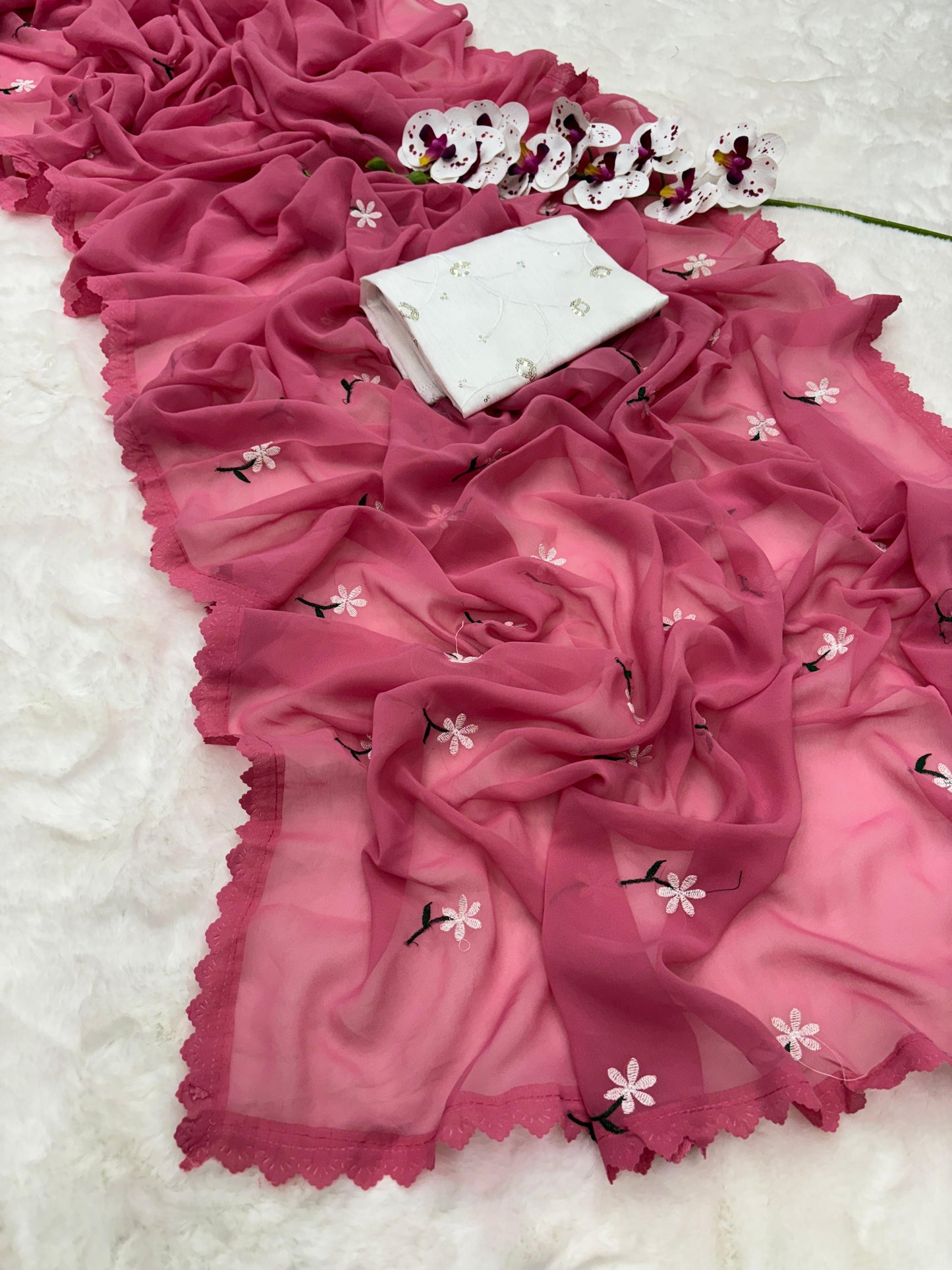 Product Image - Magic Georgette Designer Saree with Thread Work - Festive & Wedding Wear