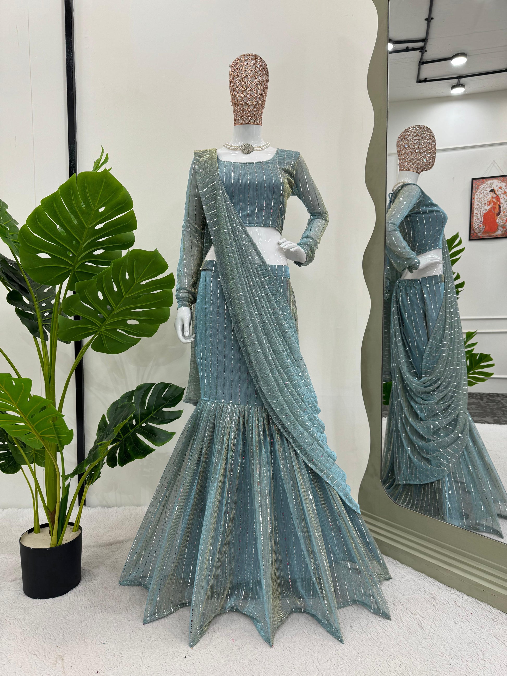Product Image - Elegant Reday to Wear Lehengha Saree - Designer Georgette Ethnic Wear