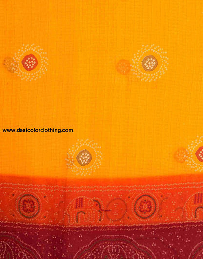 Yellow Georgette Printed Saree