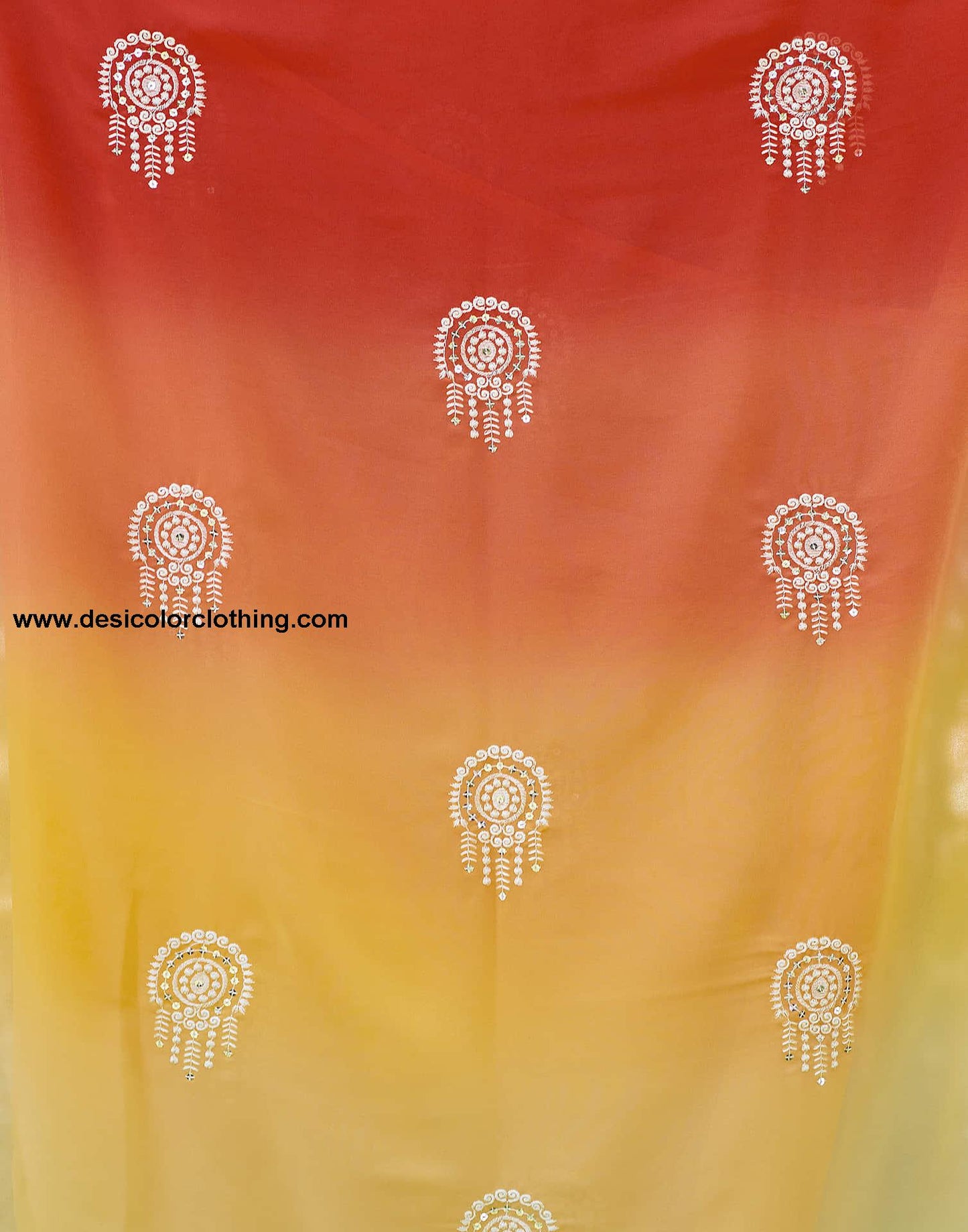Orange Georgette Sequence Swarovski Saree